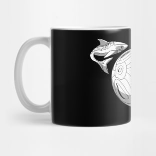 space sharks black and white Mug